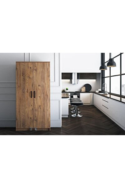 Erezogulları Mobilya Çok Amaçlı 2 Kapaklı Mutfak Erzak Kiler Dolap 86x52x180 Cm