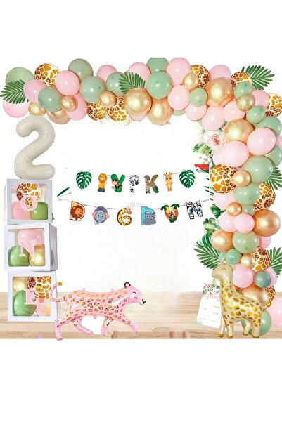 Laviyosa Luxury Safari Party Supplies Themed Foil Luxury Chain Balloon Set Bi...