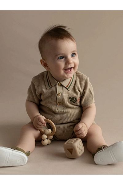LC Waikiki KANZ Polo Collar Short Sleeve Baby Boy Jumpsuit
