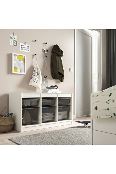 IKEA saklama ünitesi, beyaz-gri, 99x44x56 cm