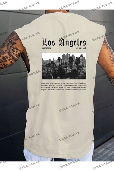 Tarzsokak Unisex LOS ANGELES ŠTAMPANI PREVELIKI BEZRAKOVNI