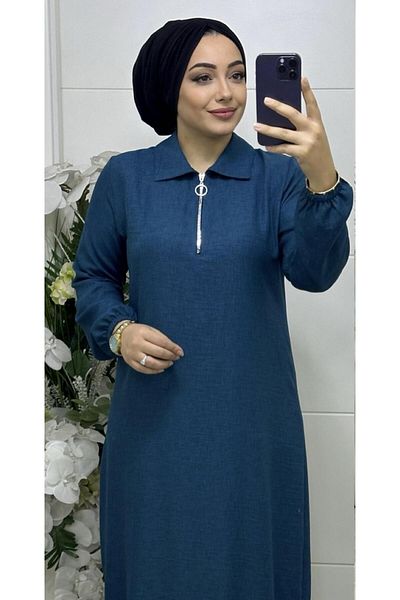 Ebrarengiz Moda ΓΥΝΑΙΚΕΙΟ ΦΟΡΕΜΑ ΛΙΝΟ ΜΕ ΦΕΡΜΟΥΑΡ