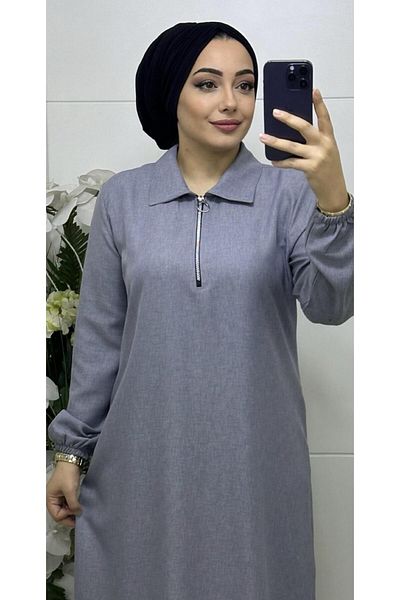 Ebrarengiz Moda ΓΥΝΑΙΚΕΙΟ ΦΟΡΕΜΑ ΛΙΝΟ ΜΕ ΦΕΡΜΟΥΑΡ