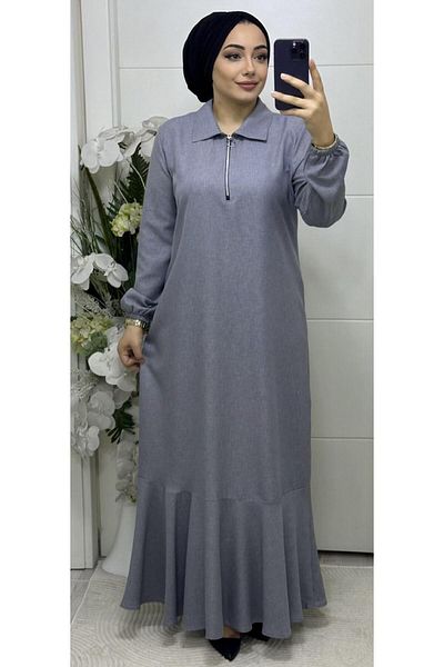 Ebrarengiz Moda ΓΥΝΑΙΚΕΙΟ ΦΟΡΕΜΑ ΛΙΝΟ ΜΕ ΦΕΡΜΟΥΑΡ