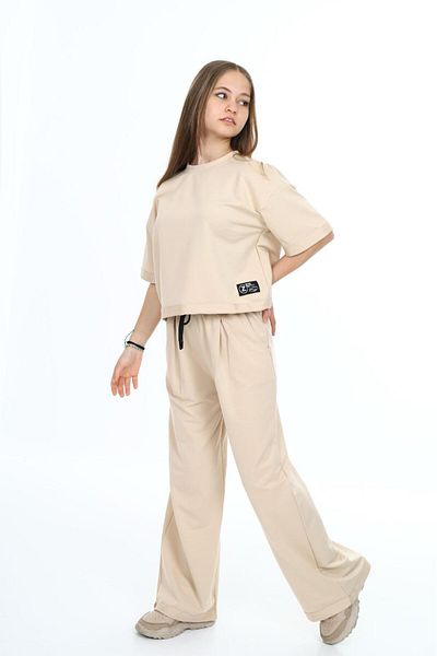 Asortik Kids Κοριτσίστικο 100% βαμβακερό σετ φόρμας με μισό μανίκι στο κάτω μέρος