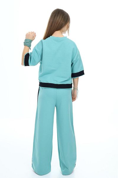 Asortik Kids طقم بدلة رياضية بناتي 100% قطن كبير الحجم نصف كم من الأسفل إلى الأعلى