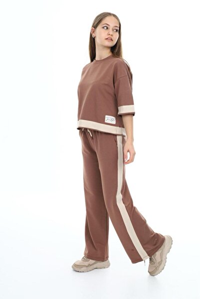 Asortik Kids Girl's 100% Cotton Oversize Half Sleeve Top and Bottom Tracksuit Set