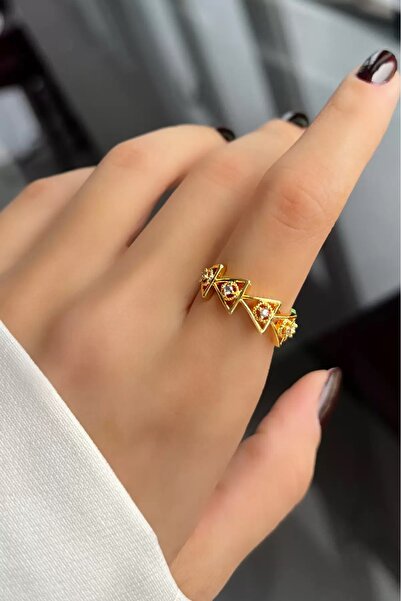 Only Vogue 2 Yıl Garanti Belgeli Üçgen Figürlü Taşlı Ayarlanabilir Yüzük