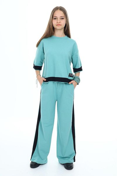 Asortik Kids طقم بدلة رياضية بناتي 100% قطن كبير الحجم نصف كم من الأسفل إلى الأعلى