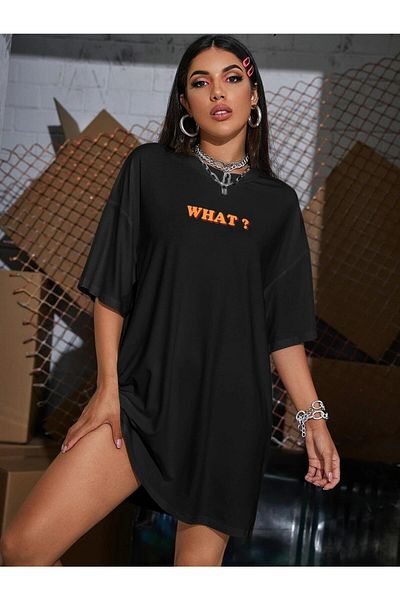 Deocept Ce? Tricou oversize negru imprimat Casual Boyfirend