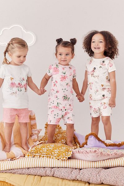 Next Baby Pink Flower Fairy Patterned 100% Cotton 3-Piece Set - Lower and Upper Set