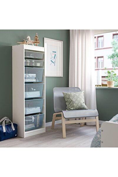 IKEA saklama ünitesi, beyaz-açık yeşil-gri-mavi, 46x30x145 cm