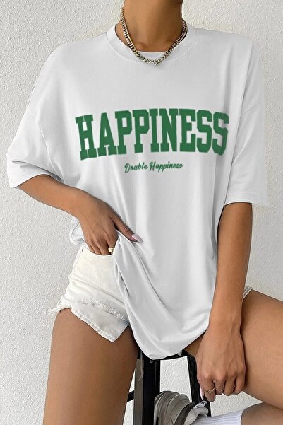 Deocept Happiness Printed Γυναικείο Oversize T-shirt Salas Boyfirend
