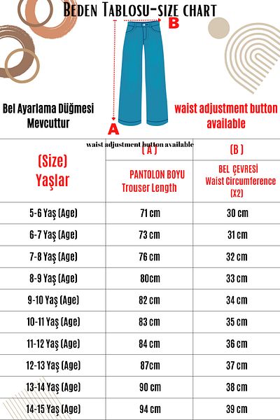 Asortik Kids Girl's 100% Cotton Cargo High Waist Wide Leg Jeans Jean Pants 10 Years-11 Years-12 Years-13 Years-14 Years