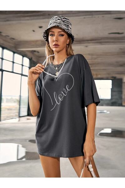 Deocept Love Серце з принтом Фума Oversize Футболка Стиль бойфренд