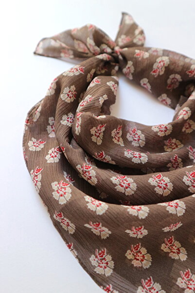 THE MOON Geleneksel Türk Karanfil Çiçek Motif Desenli Vizon Şifon Fular