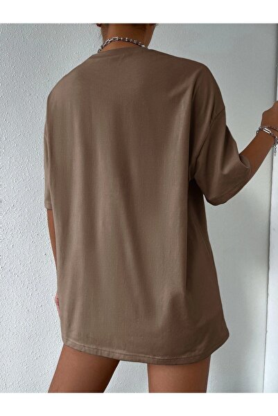 Deocept Γυναικείο μπλουζάκι Oversize με στάμπα Line Face Casual Boyfirend