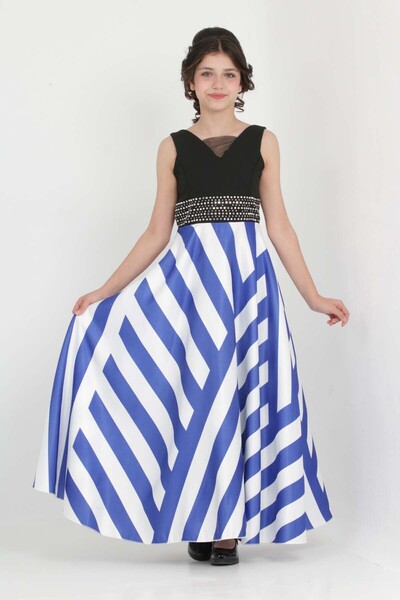 Asortik Kids Kız Çocuk Özel Tafta Kumaş Uzun Abiye Elbise 9 Yaş-10 Yaş-11 Yaş-12 Yaş-13 Yaş