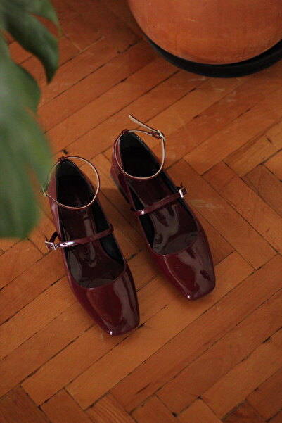 Rainon Store Koi Claret Red Patent Leather Ankle Women's Heeled Shoes