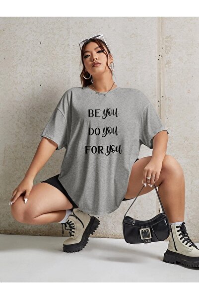 Deocept Be You Принт Сірий Oversize T-shirt Стиль Boyfirend