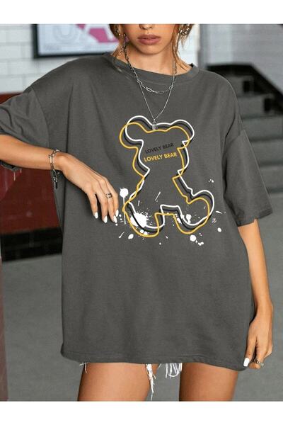 Deocept Фумé Oversize футболка з принтом Lovely Bear
