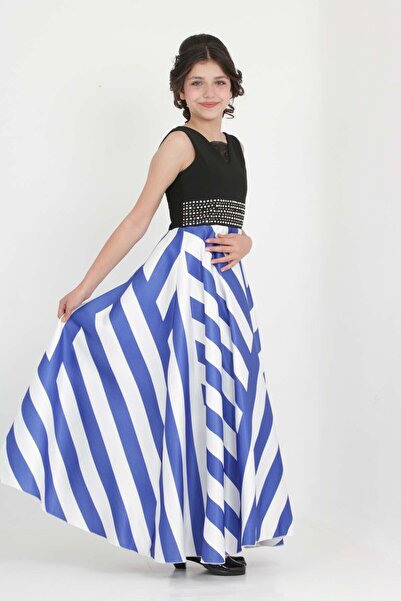 Asortik Kids Kız Çocuk Özel Tafta Kumaş Uzun Abiye Elbise 9 Yaş-10 Yaş-11 Yaş-12 Yaş-13 Yaş