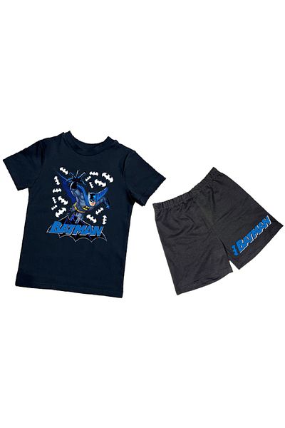 Batman Unisex batman printed cotton fabric short-sleeved children's double suit with shorts