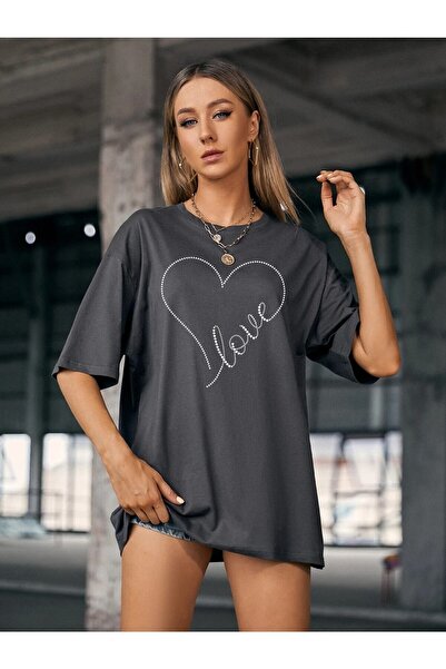 Deocept Love Серце з принтом Фума Oversize Футболка Стиль бойфренд