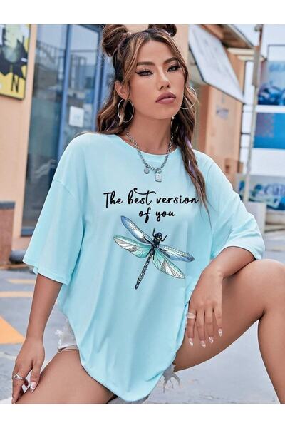 Deocept تي شيرت كاجوال بطبعة اليعسوب باللون الأزرق للأطفال