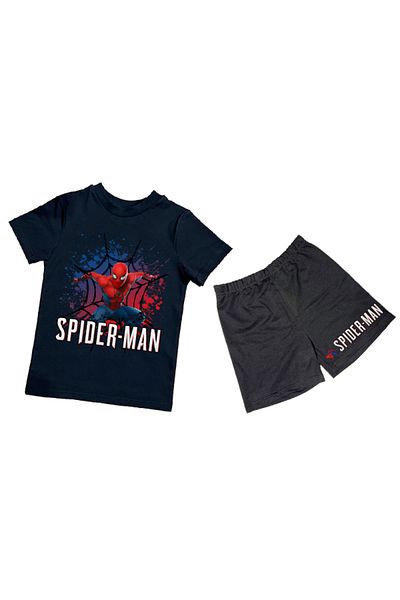 SPIDERMAN unisex Spiderman printed cotton fabric short-sleeved children's two-piece suit with shorts