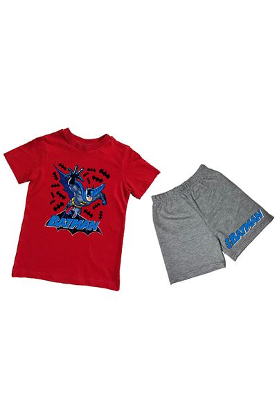 Batman Unisex batman printed cotton fabric short-sleeved children's double suit with shorts