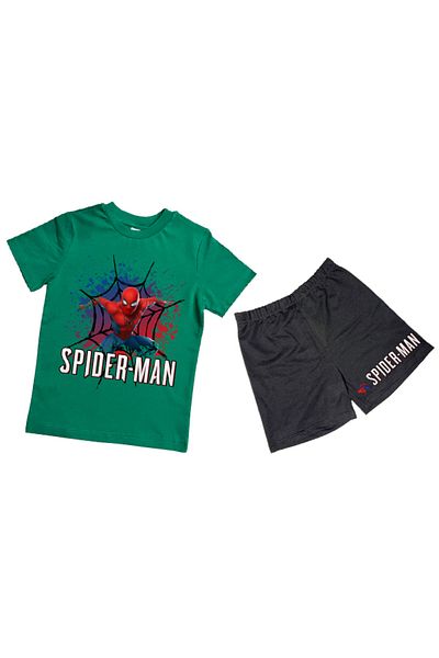 SPIDERMAN unisex Spiderman printed cotton fabric short-sleeved children's two-piece suit with shorts