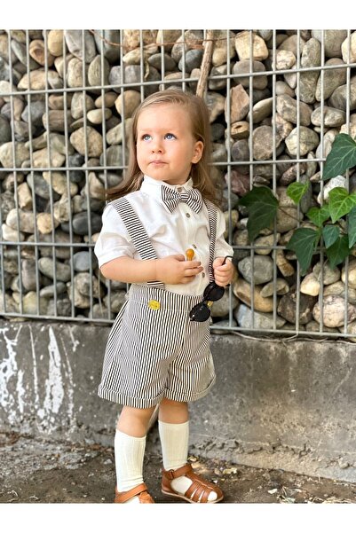 Ares Kids Fashion Salopet Suit Black Striped Baby and Children's Clothing