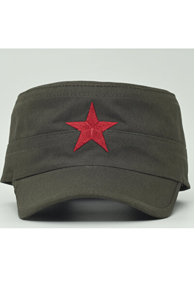 şapkadan Yıldızlı Fidel Castro Che Guevara Şapkası Yeşil Renk
