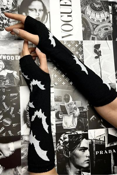 İYİ MODA Black Bat Lycra Cotton Unisex Gloves Sleeve