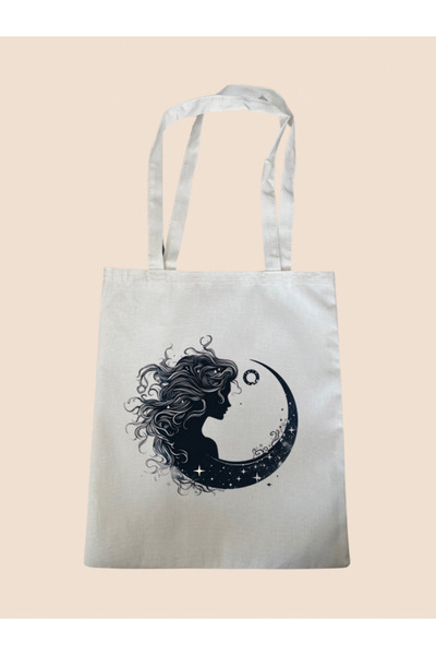lili hediyelik Έντυπη υφασμάτινη τσάντα με θέμα το γυναικείο και το φεγγάρι -...