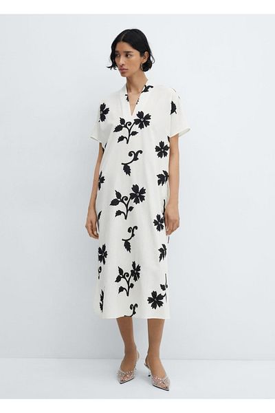 MANGO Woman Rochie florală cu decolteu în V