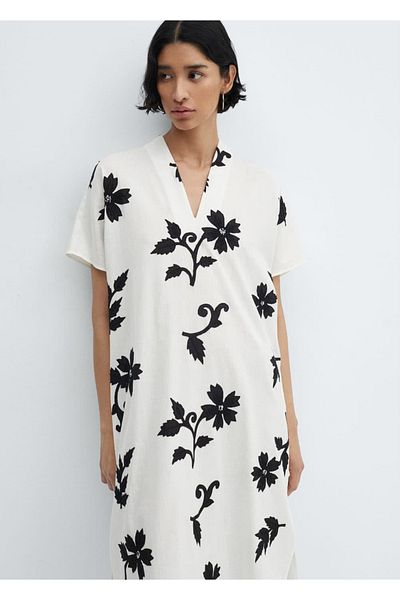 MANGO Woman Rochie florală cu decolteu în V