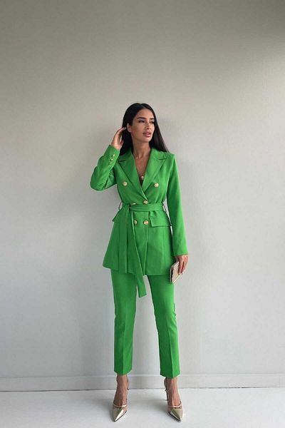 SONREİR BUTTON DETAIL TYING JACKET TROUSERS SUIT