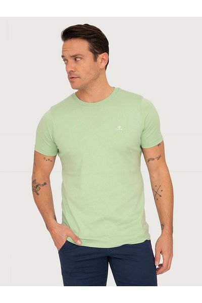 Sir Raymond Tailor Σ 2206224   - Ανδρικό ανοιχτό πράσινο Modal Mixed Crew Neck Άνετο μπλουζάκι