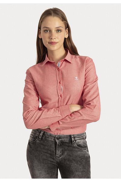 SIR RAYMOND TAILOR GOLF CLUB 1877 Si3935207 - Women's Red Collar Striped Detailed Şamre Modern Fit Washable Shirt
