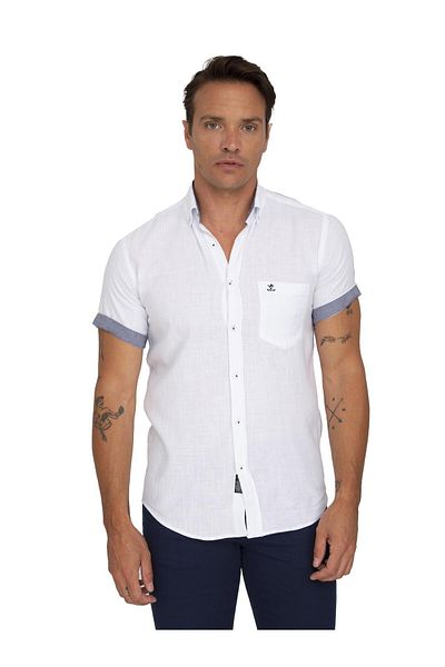 SIR RAYMOND TAILOR GOLF CLUB 1877 Si9810903 - Men's White Regular Fit Comfortable Fit Short Sleeve Shirt
