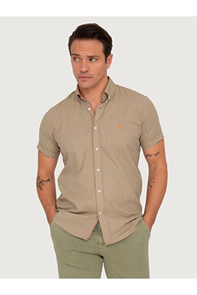 SIR RAYMOND TAILOR GOLF CLUB 1877 Si2636057 - Men's Milk Coffee Regular Fit Comfortable Fit Short Sleeve Shirt