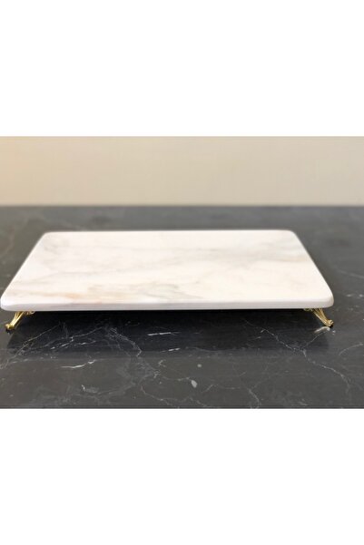 Modestmar Natural Marble Presentation Tray Gold Footed 20x30cm Mrm0141