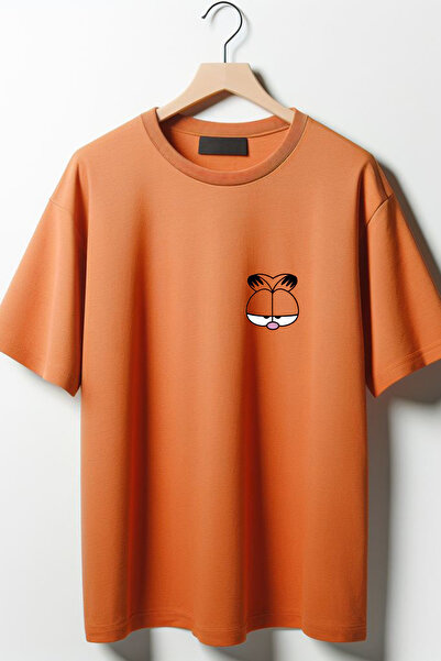 Vordevia Πορτοκαλί μπλουζάκι με στάμπα Garfield Oversize Crew Neck