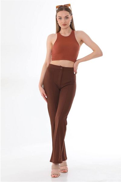Ded COLLECTION Women's Lycra Buttoned Pants