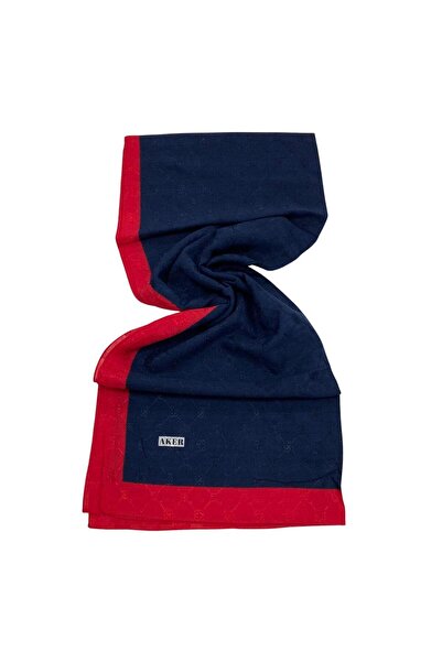 Aker Koza Şal Lacivert Monogram Desenli 1050800-922