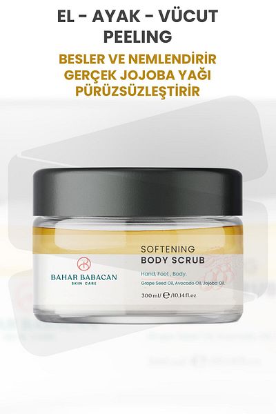 Bahar Babacan Softening Effective Hand Foot Body Peeling with Jojoba Oil Extract and Mineral Salt 300ml