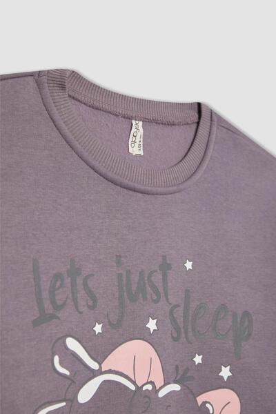 DeFacto Nyomtatott hosszú ujjú pizsama szett lányoknak - elasztikus derékhosszú alsó C2857a823wn