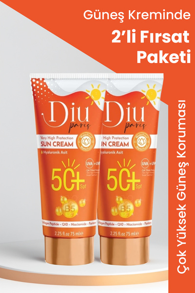 Spf 50 Güneş Kremi Yaşlanma Karşıtı Suya Dayanıklı Uva Uvb Çok Yüksek Koruma İkili Ekonomik Paket